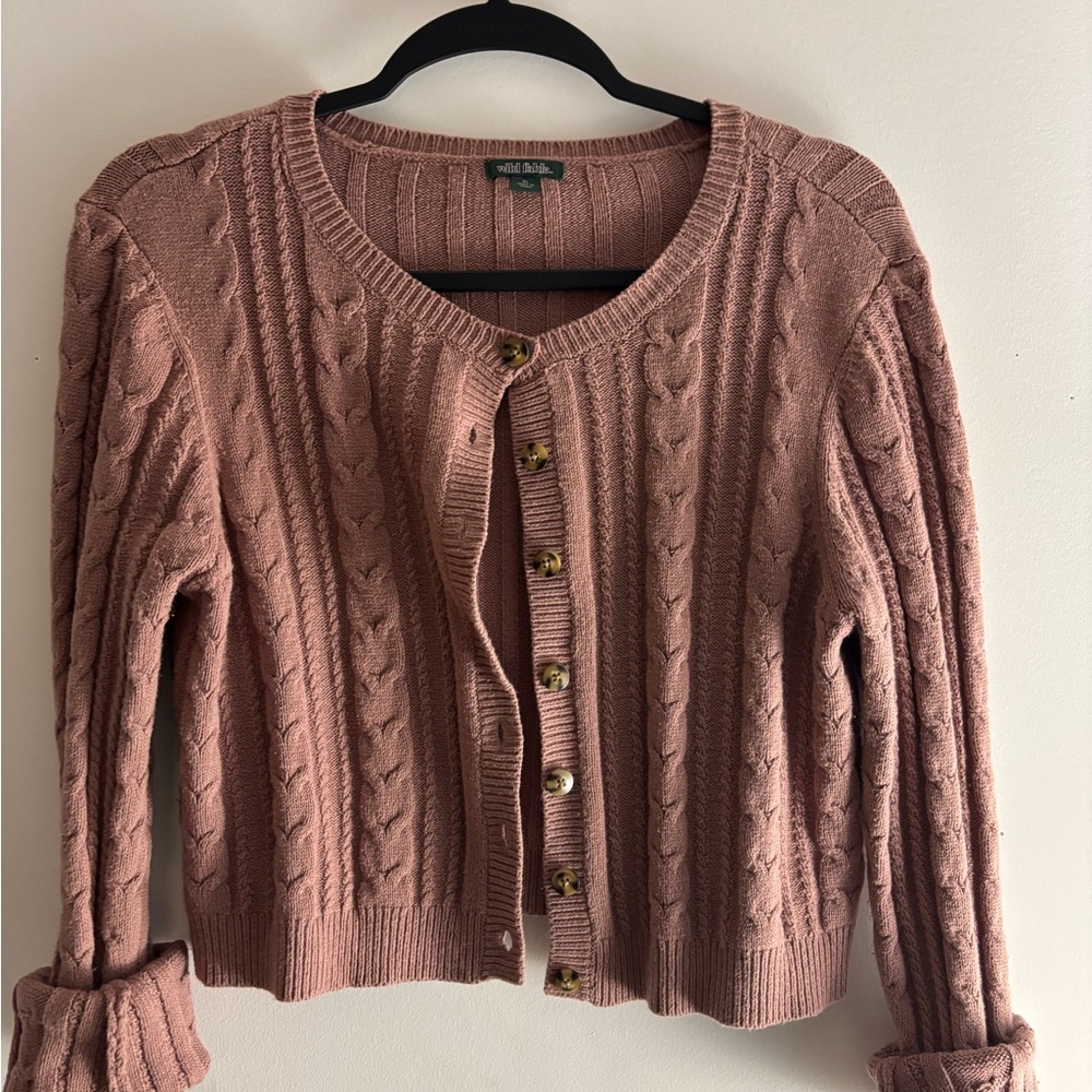 Wild Fable Cable Knit Cardigan - Soft Pink